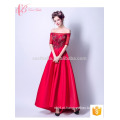 Elegante Brilhante Vermelho Draggle-tail A Line Lace Appliqued Women Evening Dress